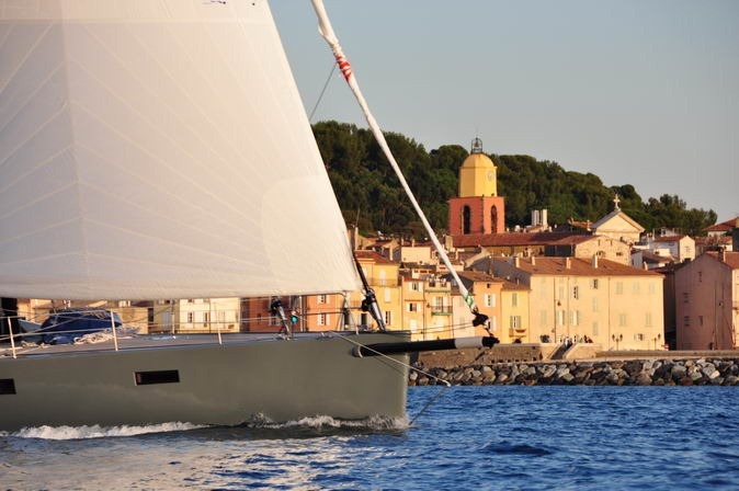 aluminum yacht sailing in Mediteranean