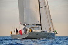 futuna70 alu composite sailboat under sail in med