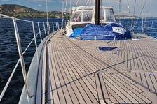 futuna70 teak deck work under sail