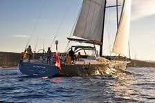 Sailing in St Tropez with aluminum composite sail yacht Futuna 70